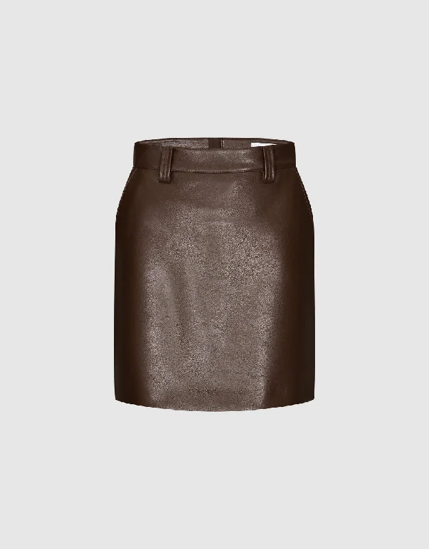 Vegan Leather Mini Straight Skirt cashmere skirt rich