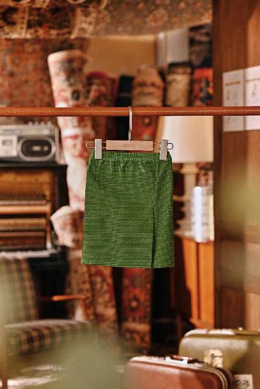 The Akar Kita Babies Folded Skirt - Greenflux leather skirt sleek