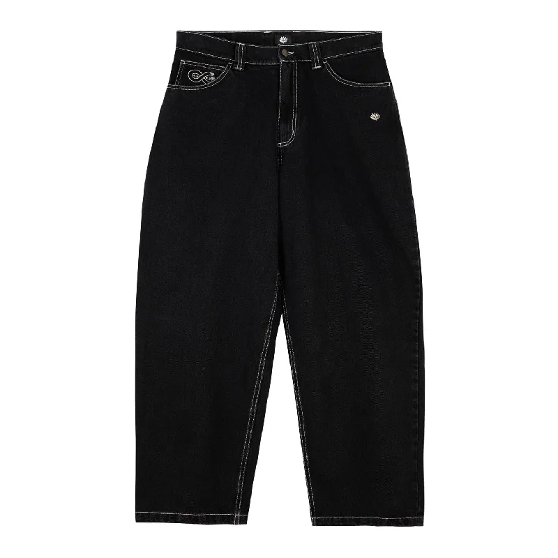 Magenta OG Denim Pants Stitch Black Denim Trendy Velvet Pants