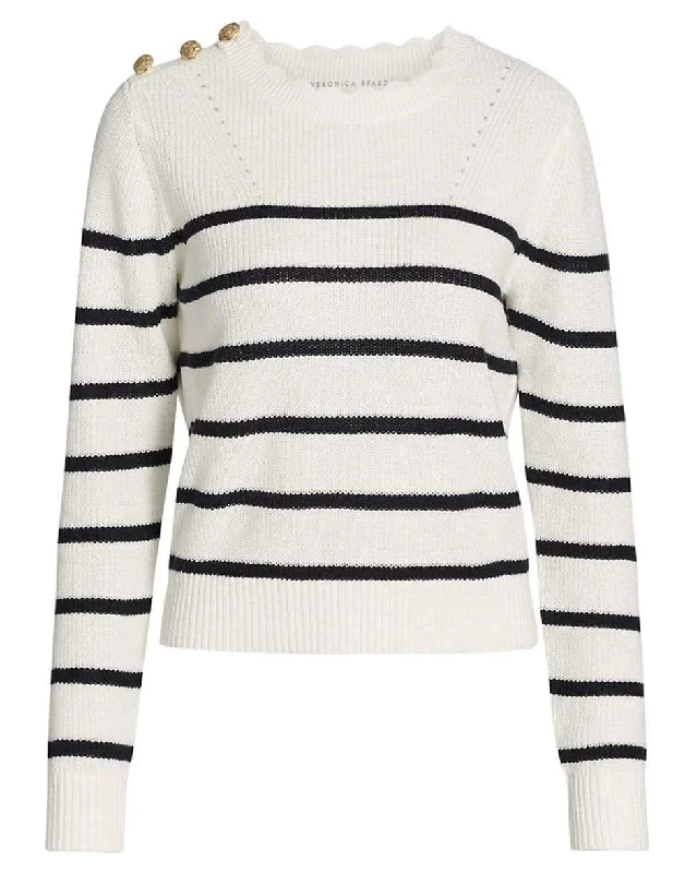 Matin Striped Sweater High Neck Crew Neck V-Neck