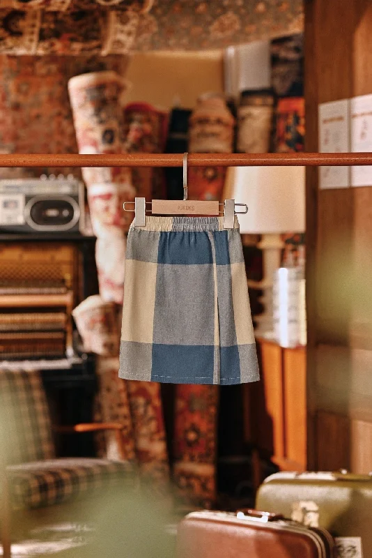 The Akar Kita Babies Folded Skirt - Blue Square wool skirt sturdy