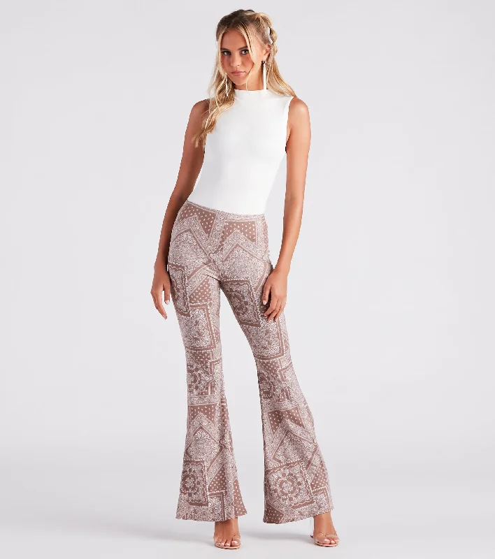 Paisley Princess Boho Flare Pants Fashionable Work Pants