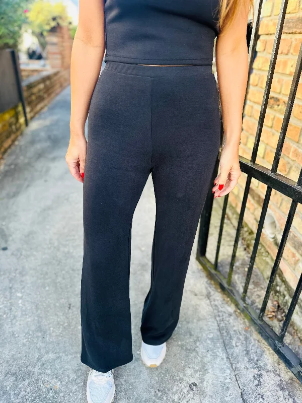 Hustle Knit Wide Leg Pants- Black Comfortable Cargo Pants