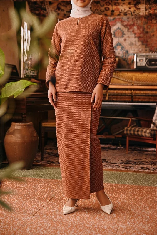 The Akar Kita Women Folded Skirt - Brownflux denim skirt classic