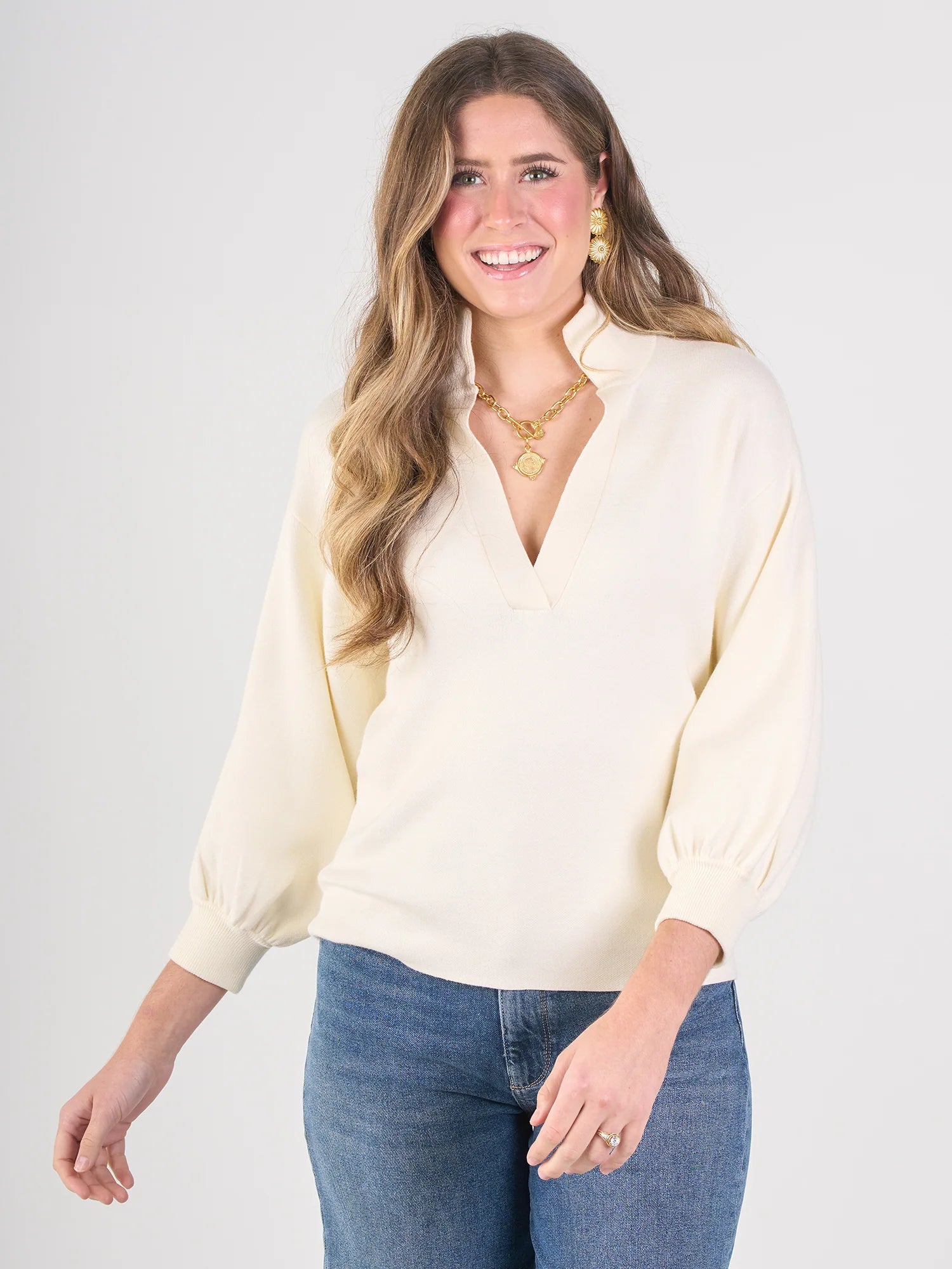 Lolli Sweater-Sandshell Spandex Blend Rayon Blend Denim Blend