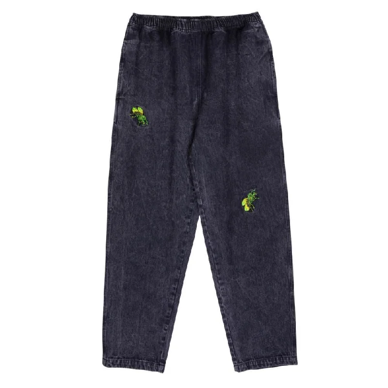 Santa Cruz Pant Flys Pant - Black Acid Wash Stylish Elastic Waist Pants