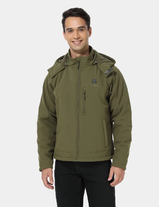 Men's Classic Heated Jacket - Green Rayon Fabric Velvet Fabric Corduroy Fabric