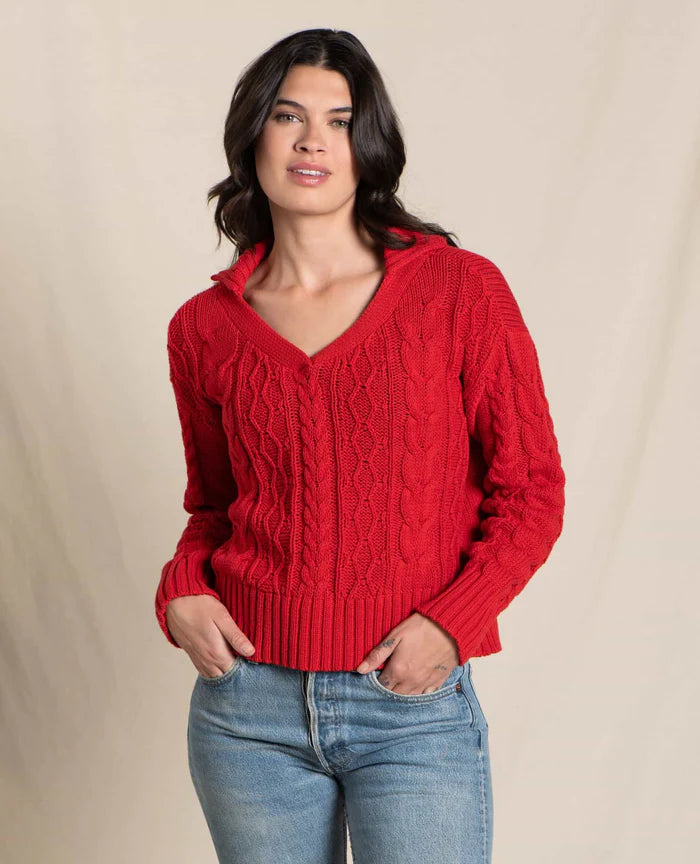 Toad & Co Women's Bianca Cable Sweater Sale Glossy Satin Silk
