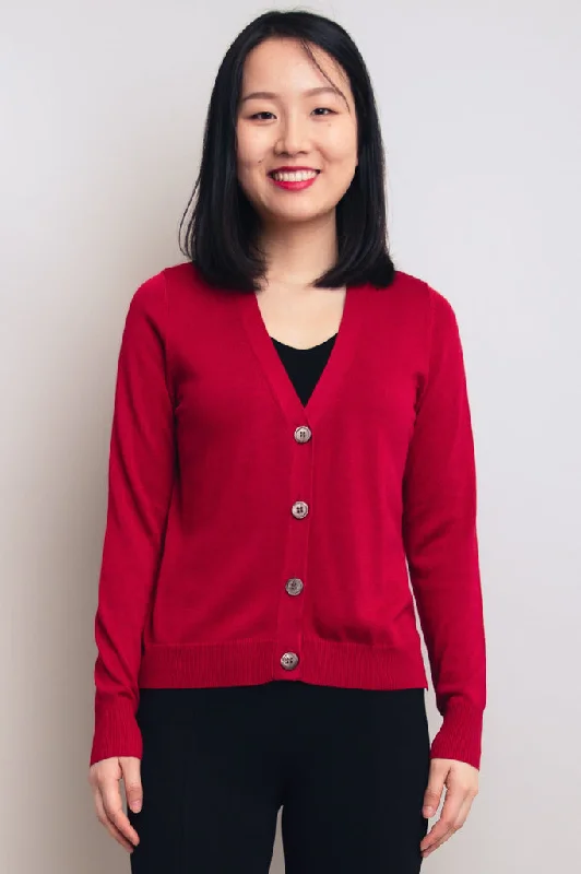 Jessica Sweater, Lipstick, Bamboo Cotton Graphic Sweater Embroidered Appliqued