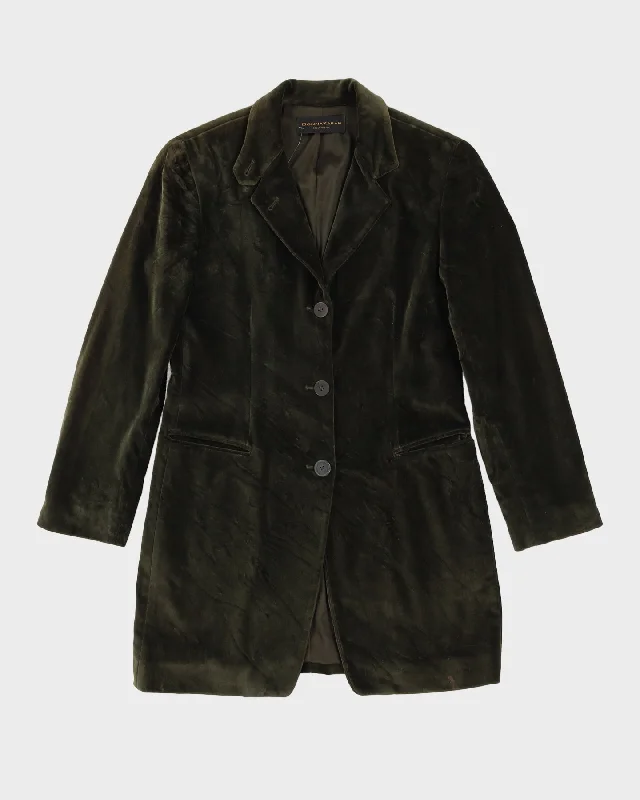 Donna Karan Green Velvet Jacket - S Zippered Jacket Buttoned Jacket Snapped Jacket