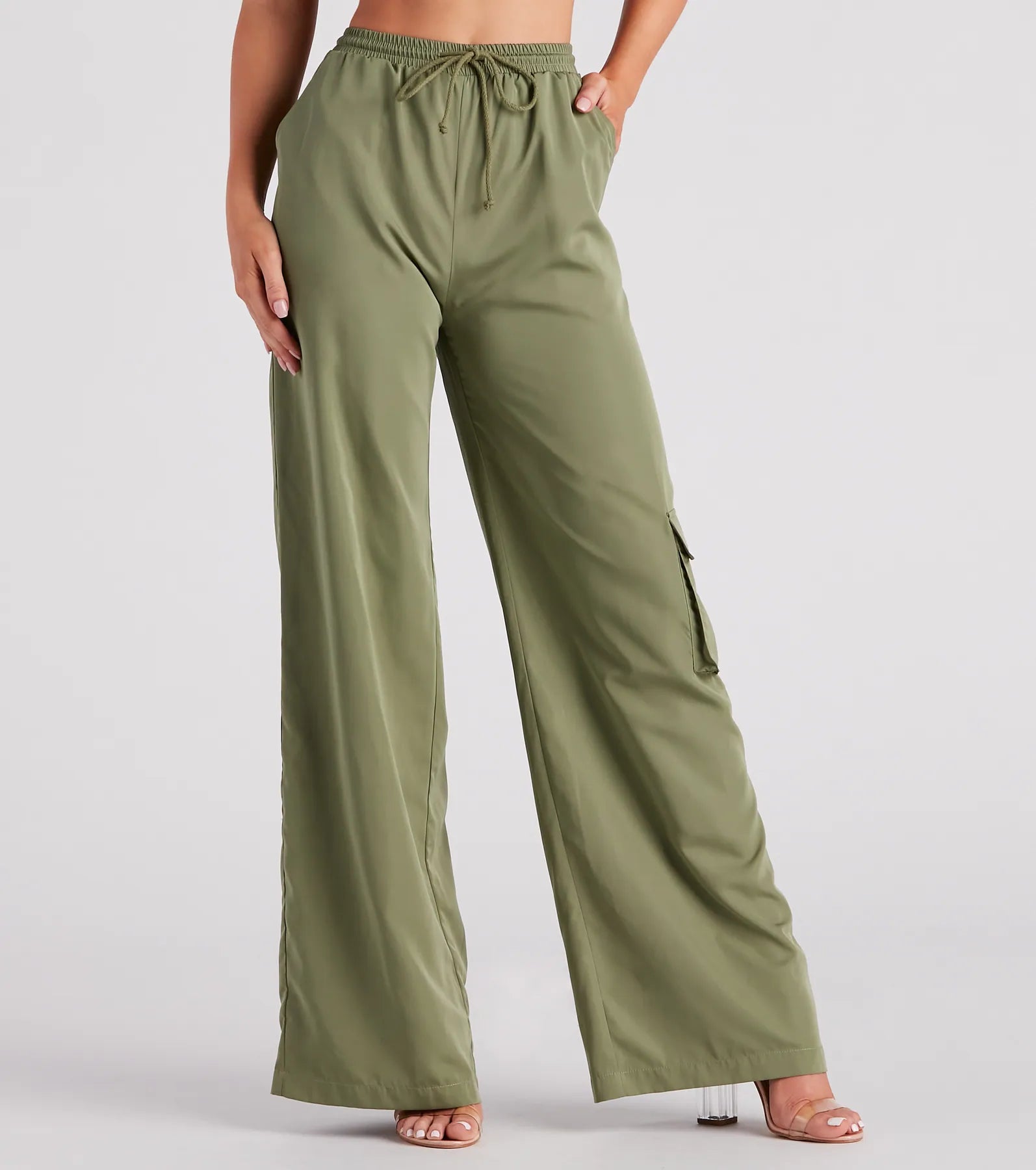 Take Action High Rise Cargo Pants Relaxed Linen Pants