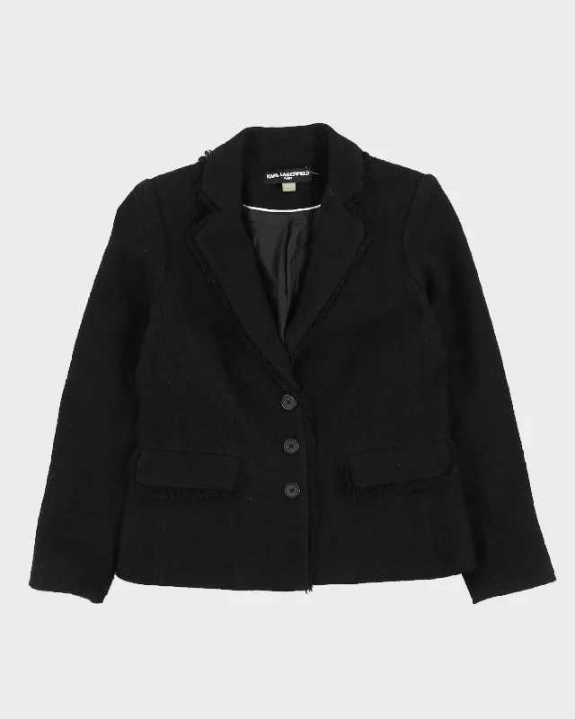 Karl Lagerfeld Black Blazer Jacket - M Tiered Jacket Buttoned Jacket Zippered Jacket Karl Lagerfeld Black Blazer Jacket - M Tiered Jacket Buttoned Jacket Zippered Jacket