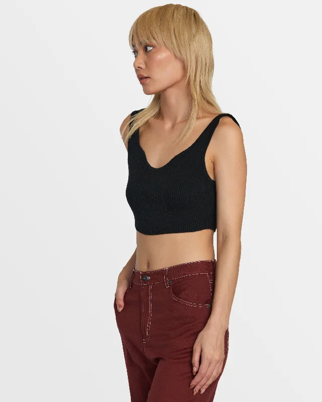 Selects Roundabout Sweater Tank V-Neck Sweater - Black Collared Crew Neck Turtle Neck