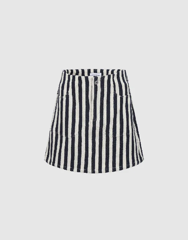 Striped Mini A-Line Skirt linen skirt airy