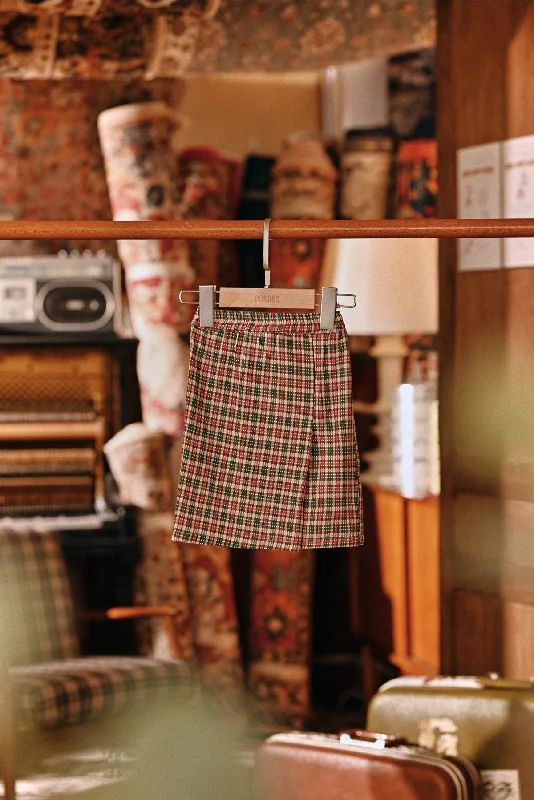 The Akar Kita Babies Folded Skirt - Verdant Grid slim fit skirt