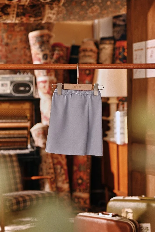 The Akar Kita Babies Folded Skirt - Blue Fog a-line skirt cut