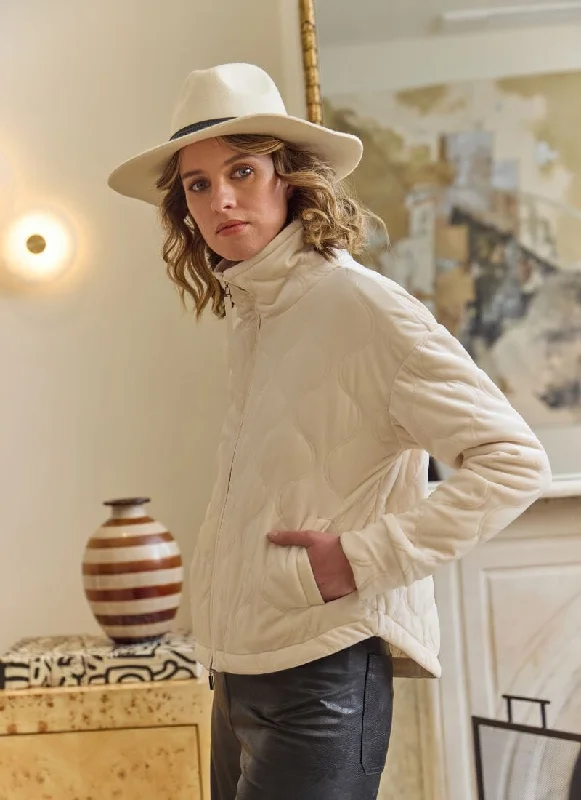 Astra Quilted Velvet Jacket | Chalk One-Shoulder Jacket Off-the-Shoulder Jacket Asymmetrical Jacket Astra Quilted Velvet Jacket | Chalk One-Shoulder Jacket Off-the-Shoulder Jacket Asymmetrical Jacket