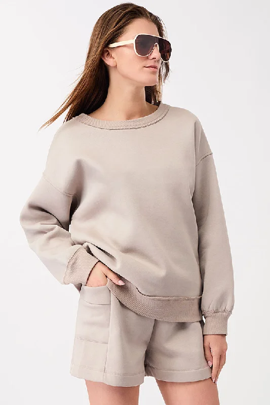 Natural Dye Simple Sweater Ocean Sand Solid Color Striped Floral Print