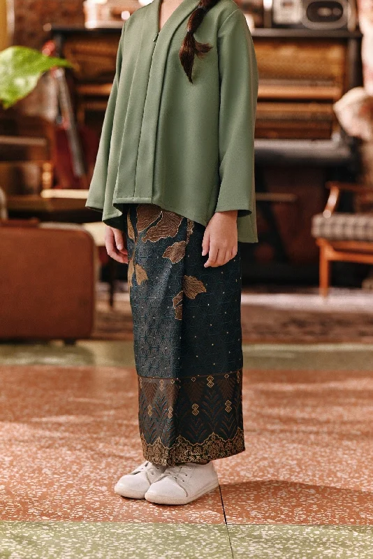 The Akar Kita Jacquard Skirt - Emerald Glow lace skirt feminine