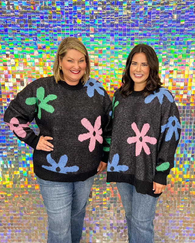 Jadie Floral Sweater - Black Wool Sweater Cotton Sweater Cashmere Sweater
