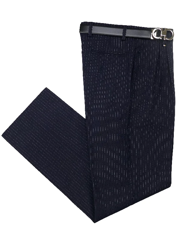 Boss 37212P Boys' Suit Separate Pants - Stripe - Navy Classic Straight-Leg Pants