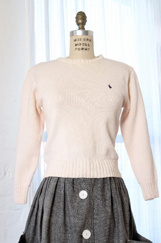 Polo Cotton Crewneck Sweater XS/S Ribbed Striped Patterned