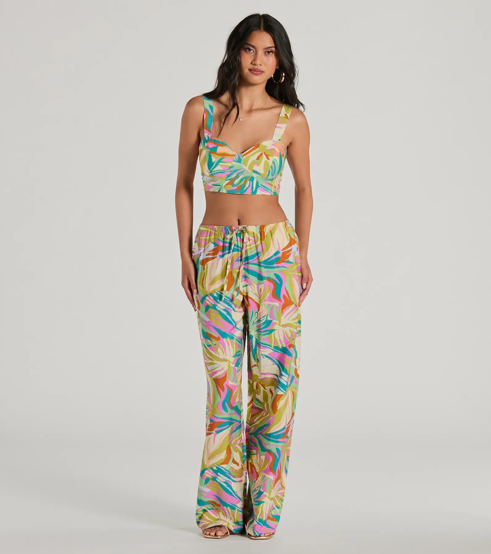 Getaway Retreat High Rise Tropical Pants High-Waist Trousers