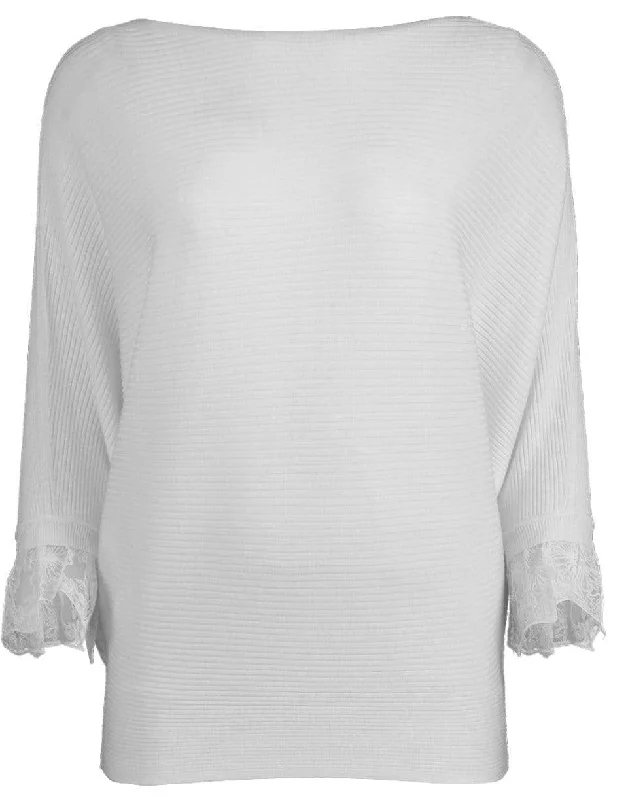 Ribbed Ruffle Sleeve Sweater Mesh Fabric Canvas Fabric Denim Fabric