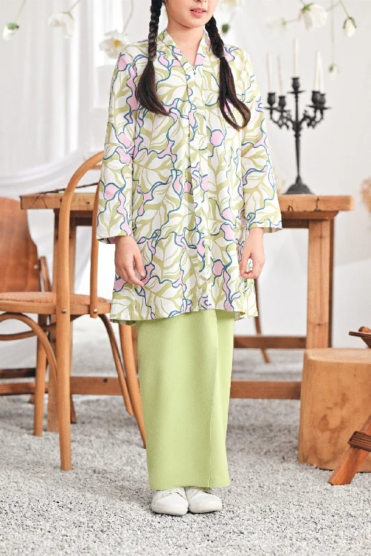 The Mimpian Buttons Skirt - Tea Green wool skirt sturdy
