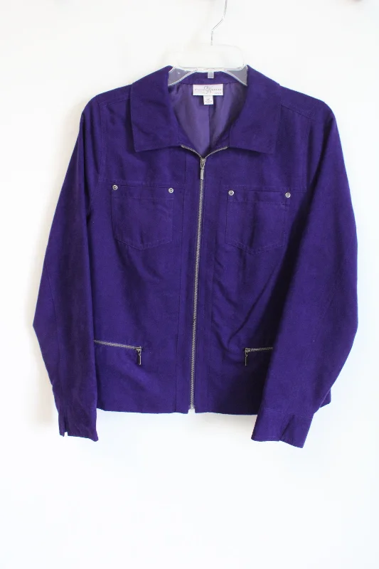 Studio Works Dark Purple Sueded Light Jacket | 8 Petite Knit Fabric Woven Fabric Fleece Fabric Studio Works Dark Purple Sueded Light Jacket | 8 Petite Knit Fabric Woven Fabric Fleece Fabric