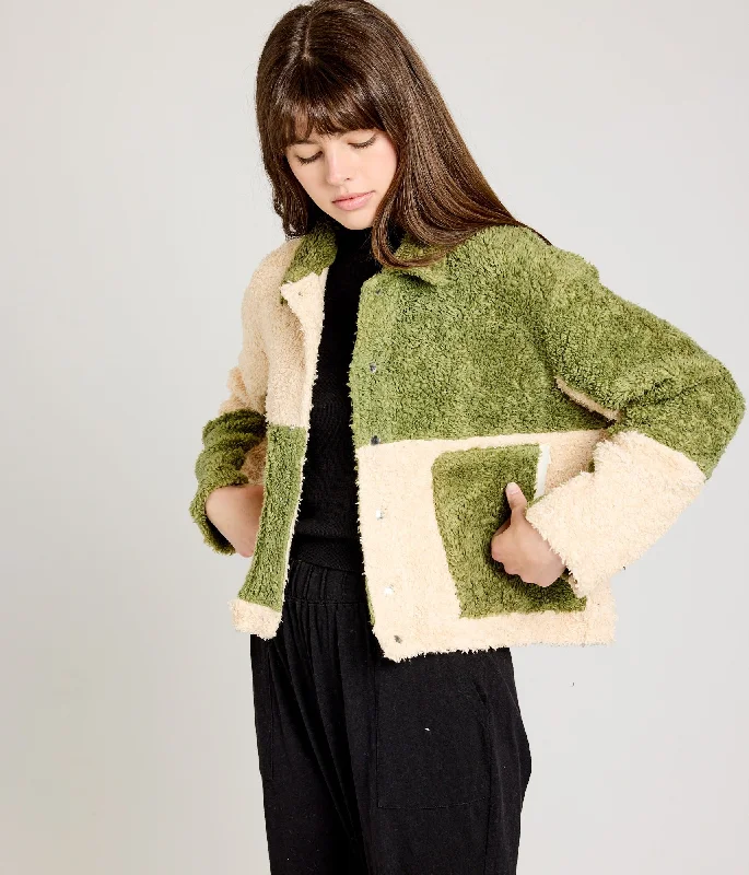 Libby Sherpa Jacket - Pear Nylon Jacket Polyester Jacket Spandex Jacket