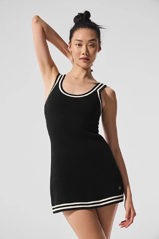 TENNIS CLUB SWEATER KNIT DRESS Toggled Drawstring Belted