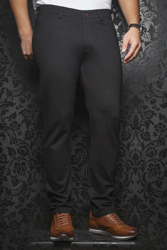 Au Noir Dressy Stretch Pant |Magnum Black Comfortable Pleated Pants