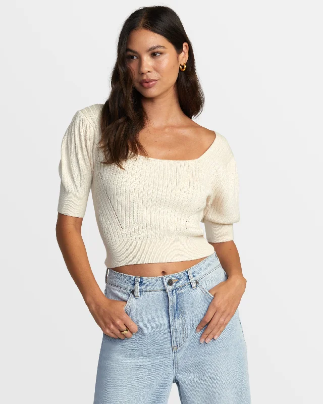 Kathryn Sweater - Latte Satin Blend Silk Blend Wool Blend