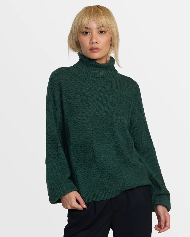 Vineyard Turtleneck Sweater - Pineneedle Sequined Glittery Shiny