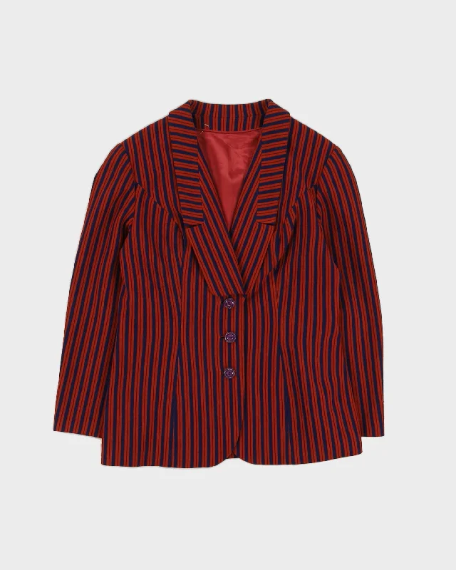 Vintage 1970s Blue Striped Jacket - S Toggled Jacket Drawstring Jacket Belted Jacket Vintage 1970s Blue Striped Jacket - S Toggled Jacket Drawstring Jacket Belted Jacket