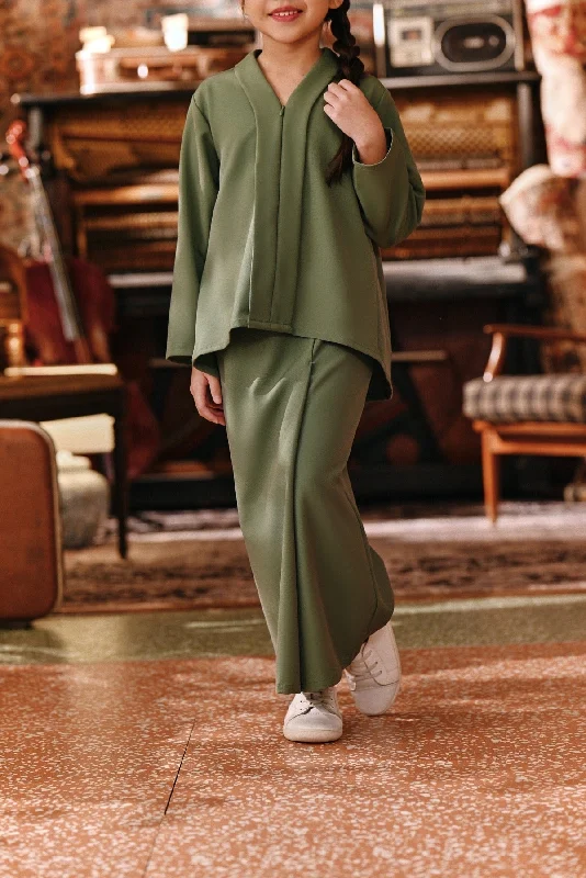 The Akar Kita Folded Skirt - Sage Green patchwork skirt art