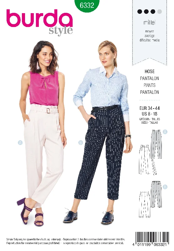 Burda Pattern 6332 Misses' highwaisted pants Casual Lounge Pants