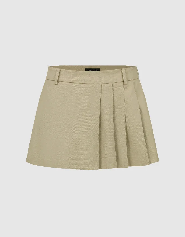 Pleated Mini A-Line Skirt chiffon skirt airy