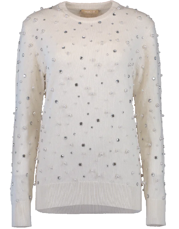 Pearl Embroidered Sweater Fleece Sweater Nylon Polyester