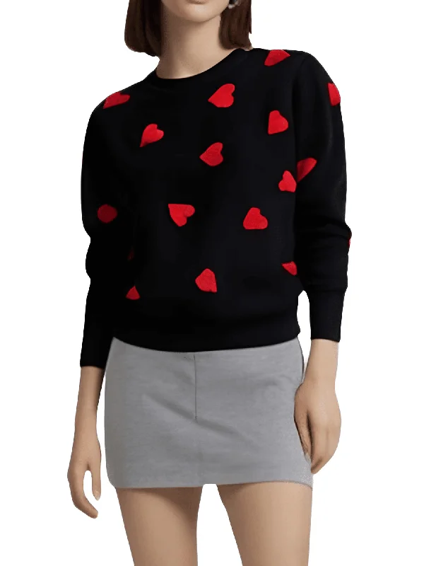 3-D Heart Sweaters For Women Iron Safe Non-Iron Wrinkle Free