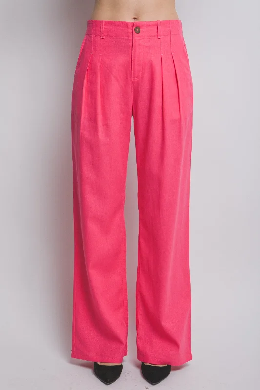 Linen Tailored Wide Leg Pants Classic Straight Pants
