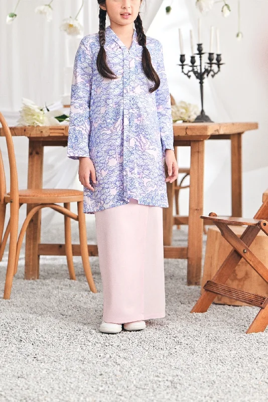 The Mimpian Buttons Skirt - Pink linen skirt natural
