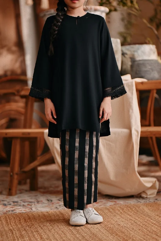 The Bay Folded Skirt - Black Stripe denim skirt trendy