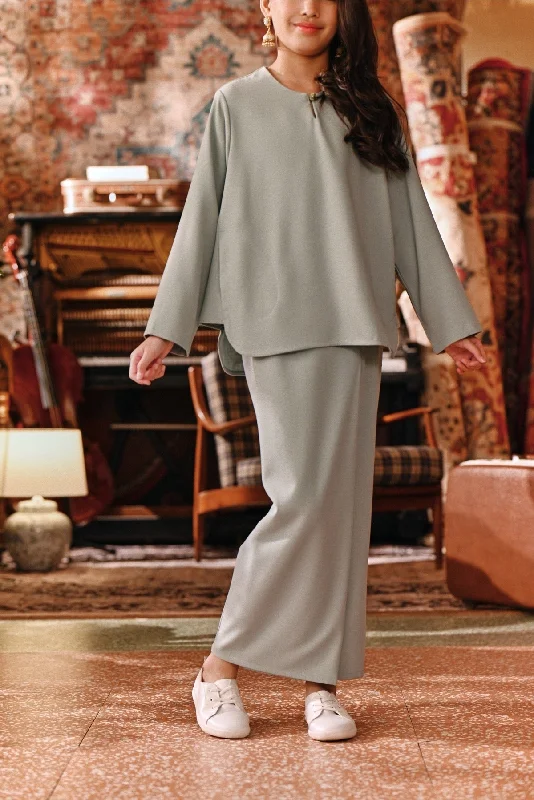 The Akar Kita Folded Skirt - Gray Mist corduroy skirt cozy