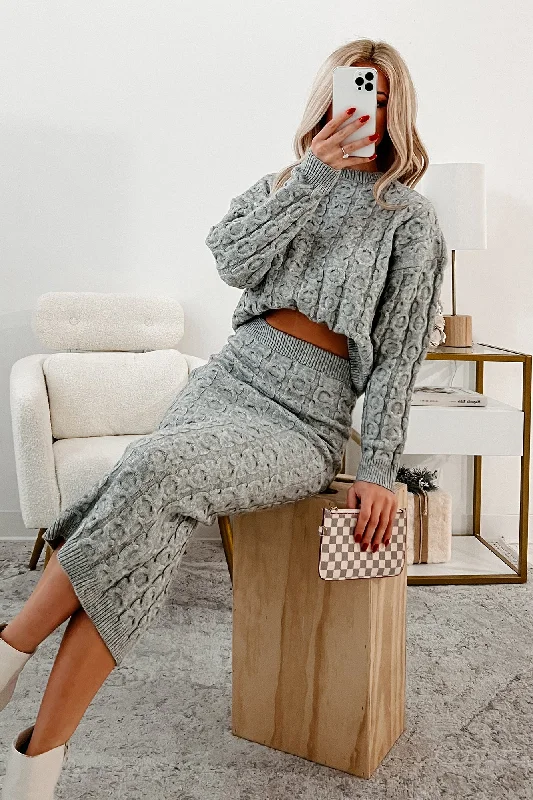 Remembering Fondly Sweater Knit Set (Heather Grey) Satin Blend Silk Blend Wool Blend Remembering Fondly Sweater Knit Set (Heather Grey) Satin Blend Silk Blend Wool Blend