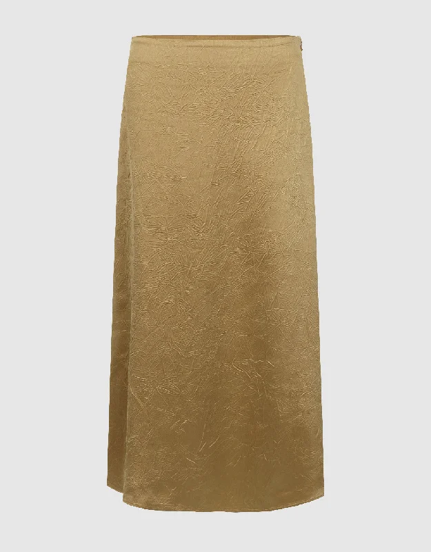 Midi A-Line Skirt linen skirt natural