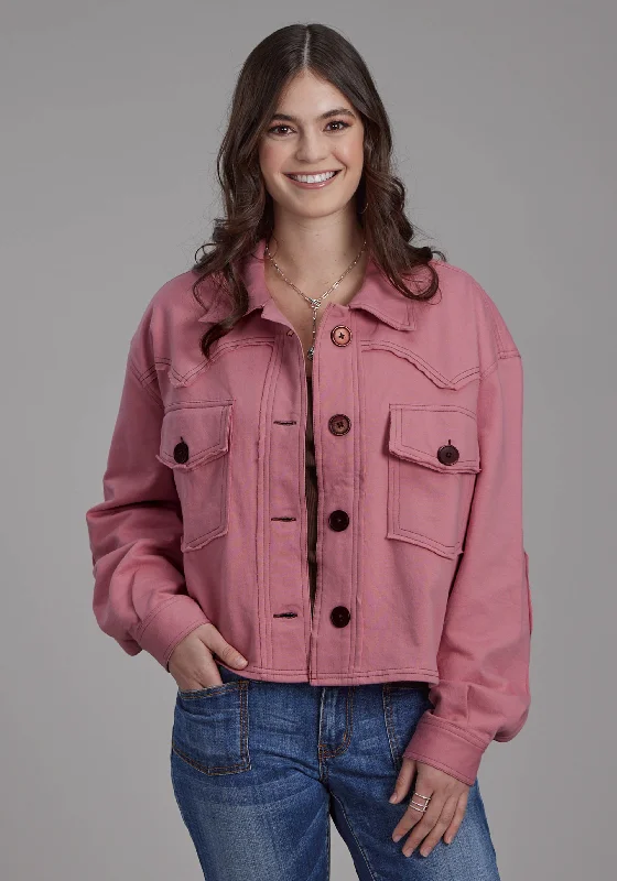 2272 DUSTY PINK FLEECE CROPPED JACKET Snapped Jacket Toggled Jacket Drawstring Jacket 2272 DUSTY PINK FLEECE CROPPED JACKET Snapped Jacket Toggled Jacket Drawstring Jacket