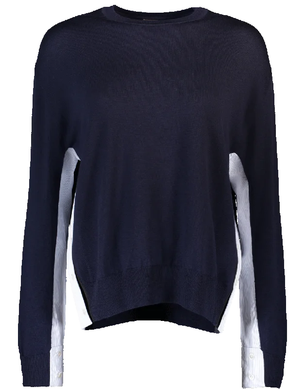 Merino Sweater Welt Pockets Slit Pockets Flap Pockets