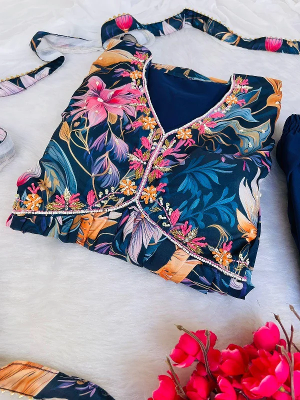 Deep Blue Floral Special: Aliya Cut Dresses with Dupatta and Pant! 🌺🌺 Trendy Printed Pants Deep Blue Floral Special: Aliya Cut Dresses with Dupatta and Pant! 🌺🌺 Trendy Printed Pants